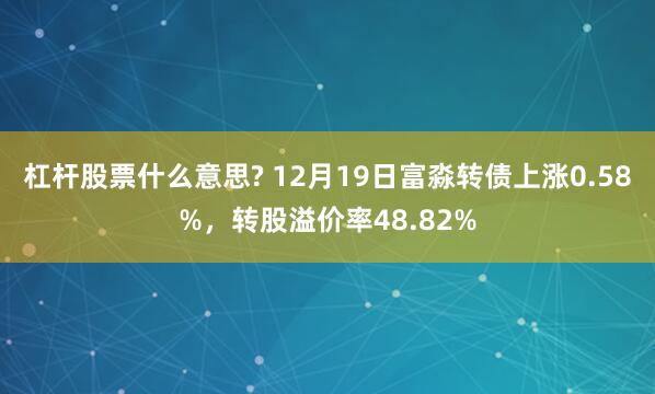 杠杆股票什么意思? 12月19日富淼转债上涨0.58%，转股溢价率48.82%