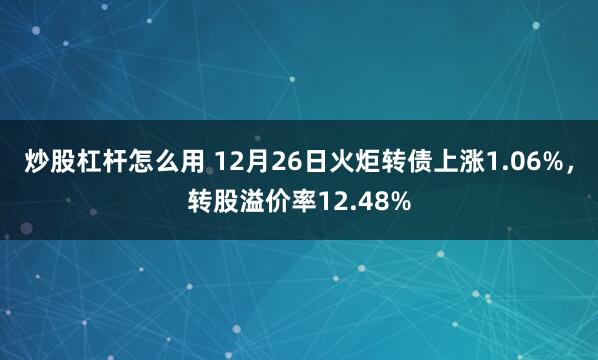 炒股杠杆怎么用 12月26日火炬转债上涨1.06%，转股溢价率12.48%