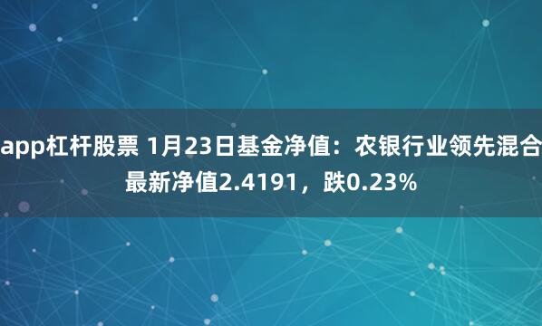 app杠杆股票 1月23日基金净值：农银行业领先混合最新净值2.4191，跌0.23%