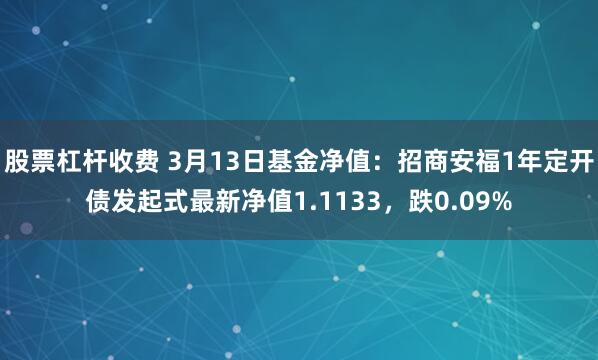 股票杠杆收费 3月13日基金净值：招商安福1年定开债发起式最新净值1.1133，跌0.09%